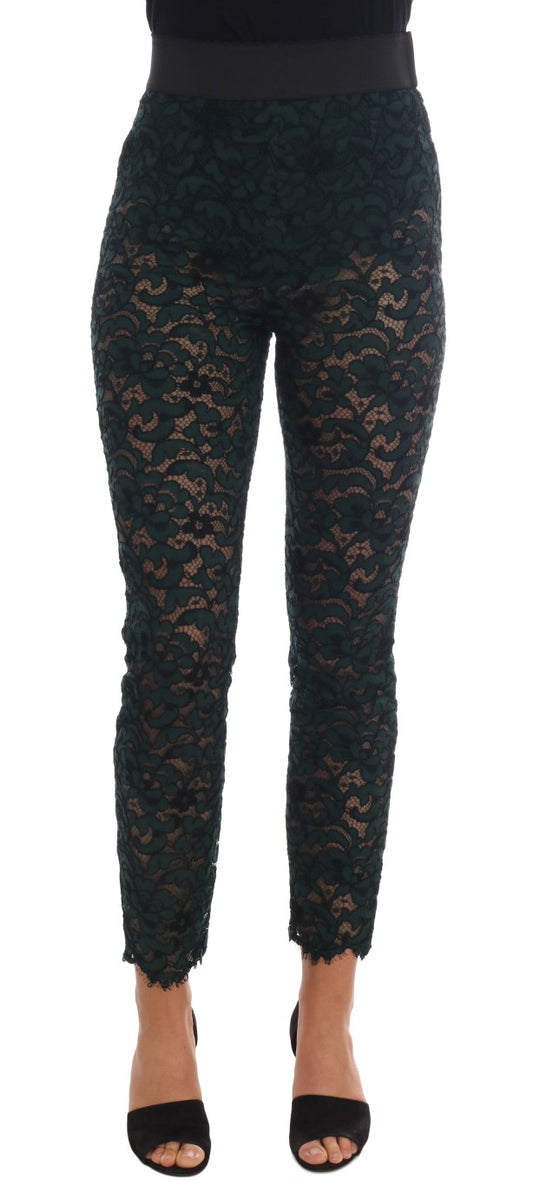 Dolce & Gabbana High Waist Floral Lace Slim Trousers