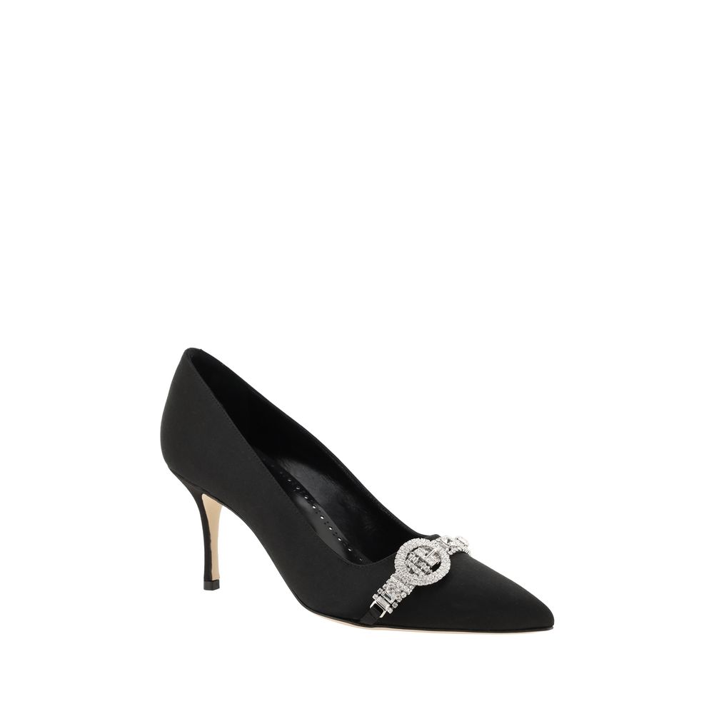 Manolo Blahnik Black Asapump Satin Pumps