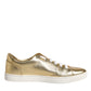 Dolce & Gabbana Gold Leather Logo London Men Sneakers Shoes