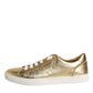 Dolce & Gabbana Gold Leather Logo London Men Sneakers Shoes