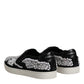 Dolce & Gabbana Black Embellished London Men Slip On Shoes