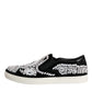 Dolce & Gabbana Black Embellished London Men Slip On Shoes