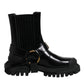 Dolce & Gabbana Black Leather Slip On Stretch Trekking Boots Shoes