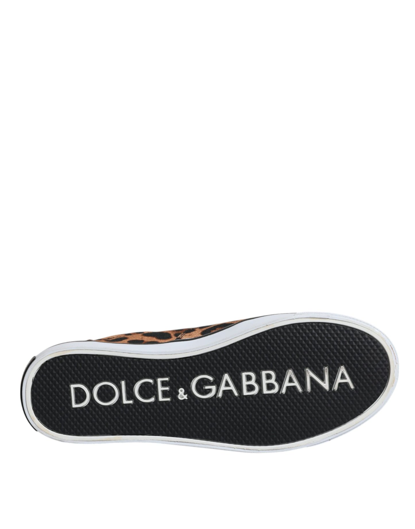 Dolce & Gabbana Brown Leopard Logo Print Cotton Sneakers Shoes