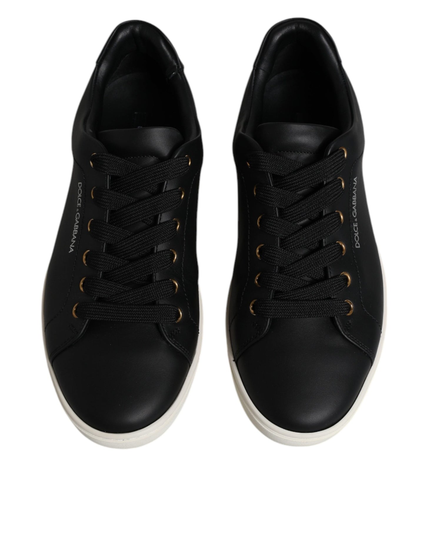 Dolce & Gabbana Black Leather Logo London Sneaker Shoes