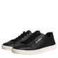 Dolce & Gabbana Black Leather Logo London Sneaker Shoes