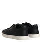 Dolce & Gabbana Black Leather Logo London Sneaker Shoes