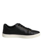 Dolce & Gabbana Black Leather Logo London Sneaker Shoes