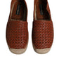 Dolce & Gabbana Maroon Woven Leather Men Espadrille Shoes