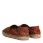 Dolce & Gabbana Maroon Woven Leather Men Espadrille Shoes