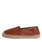 Dolce & Gabbana Maroon Woven Leather Men Espadrille Shoes