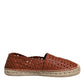 Dolce & Gabbana Maroon Woven Leather Men Espadrille Shoes