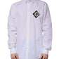 Dolce & Gabbana White Logo Cotton Slim Fit GOLD Dress Shirt