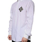 Dolce & Gabbana White Logo Cotton Slim Fit GOLD Dress Shirt