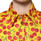 Dolce & Gabbana Yellow Cherry Button Down Men Casual Shirt
