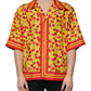 Dolce & Gabbana Yellow Cherry Button Down Silk Casual Shirt