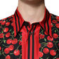 Dolce & Gabbana Black Cherry Silk Button Down Casual Shirt