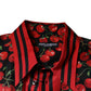 Dolce & Gabbana Black Cherry Silk Button Down Casual Shirt