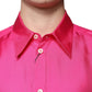 Dolce & Gabbana Pink Silk Collared Button Down Men Shirt