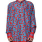 Dolce & Gabbana Blue Cherry Silk Button Down Casual Shirt