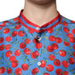 Dolce & Gabbana Blue Cherry Silk Button Down Casual Shirt