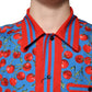 Dolce & Gabbana Blue Cherry Cotton Button Down Casual Shirt