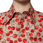 Dolce & Gabbana Beige Cherry Button Down Men Casual Shirt