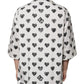 Dolce & Gabbana White Heart Print Short Sleeve Casual Shirt