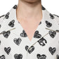 Dolce & Gabbana White Heart Print Short Sleeve Casual Shirt