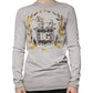Dolce & Gabbana Gray Printed Cotton Crewneck Pullover Sweater