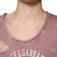 Dolce & Gabbana Brown Cotton Round Neck Sleeveless T-shirt