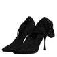 Dolce & Gabbana Black Lace Stretch Heels Mid Calf Boots Shoes