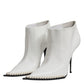 Dolce & Gabbana White Faux Pearl Leather Pointed Toe Ankle Boot Shoes