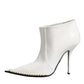 Dolce & Gabbana White Faux Pearl Leather Pointed Toe Ankle Boot Shoes