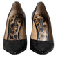 Dolce & Gabbana Black Calf Leather Stiletto Heels Pumps Shoes