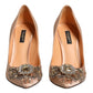Dolce & Gabbana Beige Satin Crystal High Heels Pumps Shoes