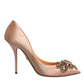 Dolce & Gabbana Beige Satin Crystal High Heels Pumps Shoes