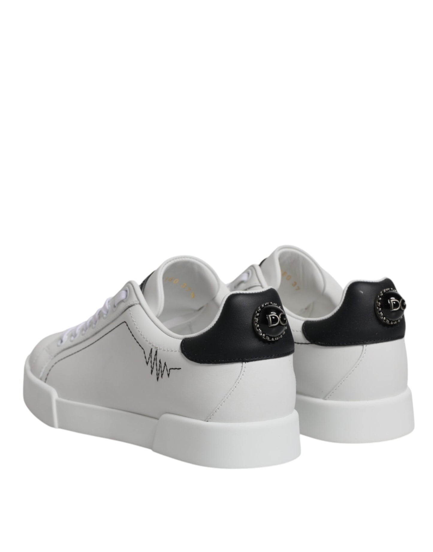 Dolce & Gabbana White Black Portofino Low Top Sneakers Shoes