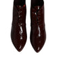 Dolce & Gabbana Maroon Leather Lace Up Ankle Boots Shoes