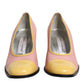 Dolce & Gabbana Pink Yellow Leather Block Heels Pumps Shoes