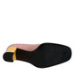 Dolce & Gabbana Pink Yellow Leather Block Heels Pumps Shoes