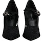 Dolce & Gabbana Black Lace Crystals Mary Jane Pumps Shoes