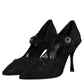 Dolce & Gabbana Black Lace Crystals Mary Jane Pumps Shoes
