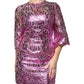 Dolce & Gabbana Metallic Fuchsia Floral Sheath Mini Dress