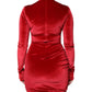 Dolce & Gabbana Red Velvet Long Sleeves Bodycon Mini Dress