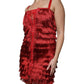 Dolce & Gabbana Red Lace Tassel Sleeveless Sheath Mini Dress