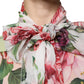 Dolce & Gabbana Multicolor Floral Patchwork Ascot Collar Top