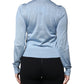 Dolce & Gabbana Blue Silk Knit Pullover Ascot Collar Top