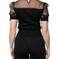 Dolce & Gabbana Black Floral Lace Short Sleeves Blouse Top