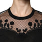 Dolce & Gabbana Black Floral Lace Short Sleeves Blouse Top